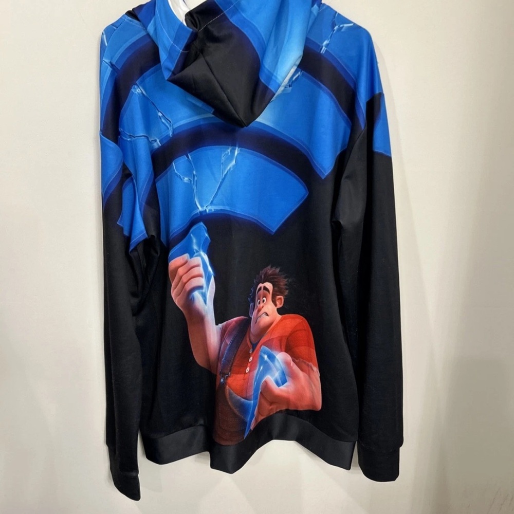 Disney Wreck It Ralph Blue & Black Graphic Zip Hoodie 2X. No tags